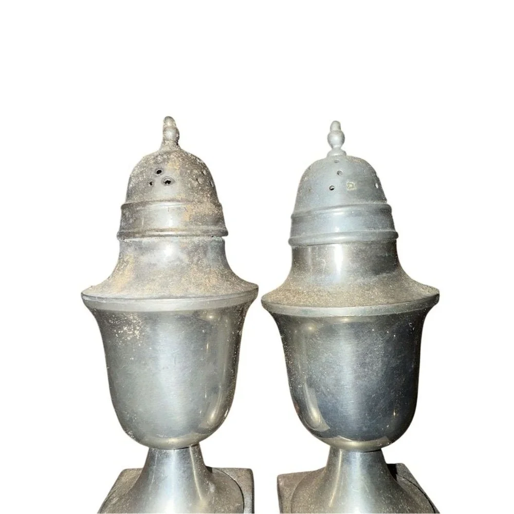 Vintage Stieff Pewter Tulip Salt & Pepper Shakers Set of 2 weighted 7